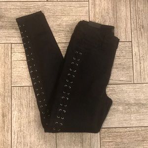 Tinsel side lace up jeggins